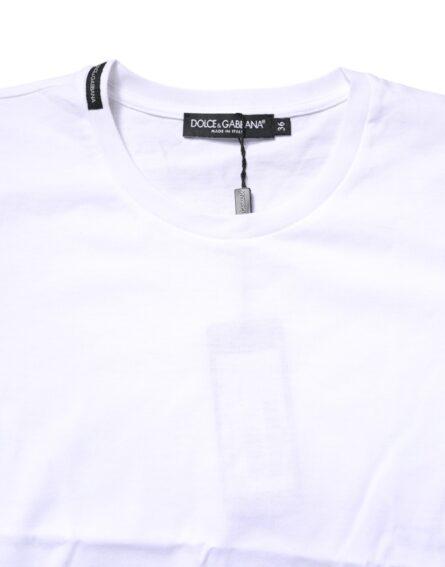 White Cotton Crew Neck Short Sleeves T-shirt - Image 10
