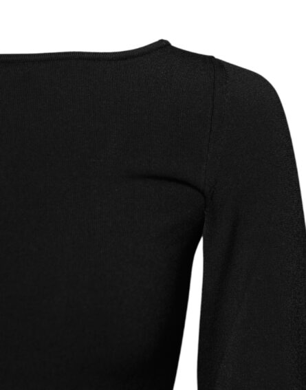 Black Viscose Long Sleeves Pullover Top - Image 8