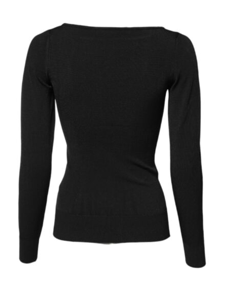 Black Viscose Long Sleeves Pullover Top - Image 9