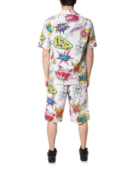 White Cartoon Print Cotton Men Pajama Set Sleepwear - Image 10