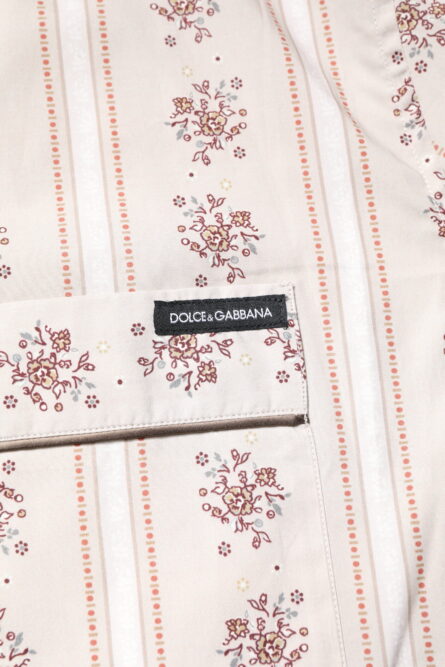 Beige Floral Print Cotton Men Pajama Set Sleepwear - Image 11
