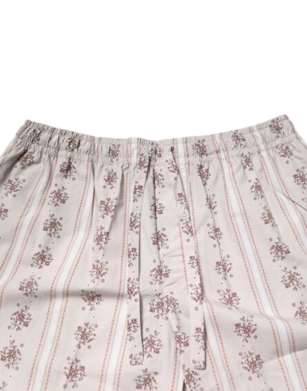 Beige Floral Print Cotton Men Pajama Set Sleepwear - Image 7