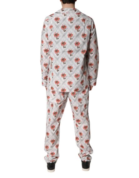 Multicolor Floral Print Cotton Pajama Set Sleepwear - Image 4