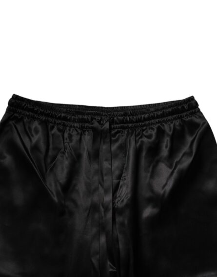 Black Silk Shirt Pants Pajama Set Sleepwear - Image 7