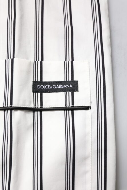 White Black Stripes Cotton Men Pajama Set Sleepwear - Image 7