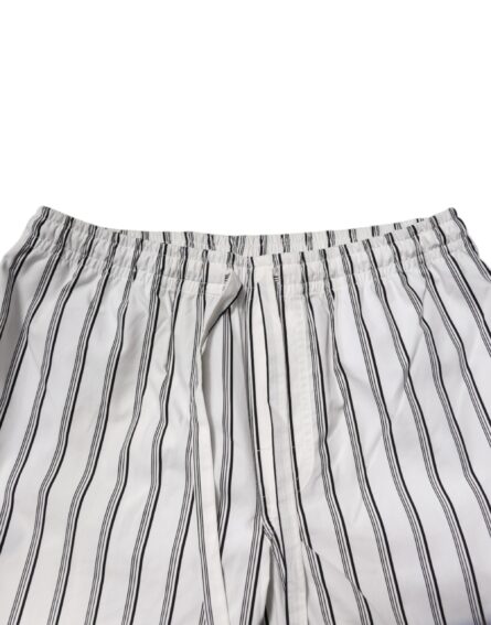 White Black Stripes Cotton Men Pajama Set Sleepwear - Image 16