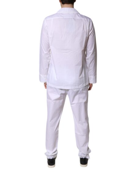 White Cotton Shirt Pants Pajama Set Sleepwear - Image 11