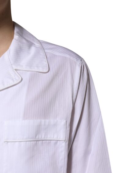 White Cotton Shirt Pants Pajama Set Sleepwear - Image 5