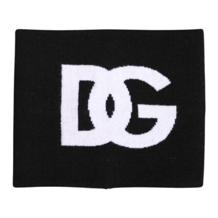 Black White Logo Print Knitted Neck Warmer Scarf - Image 5