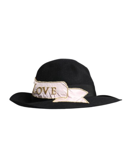 Black Logo Embroidered Women Wide Brim Hat - Image 3