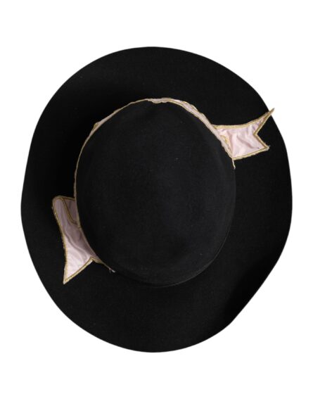 Black Logo Embroidered Women Wide Brim Hat - Image 5