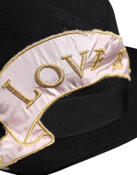 Black Logo Embroidered Women Wide Brim Hat - Image 6