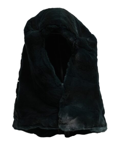 Black Weasel Fur Womens Beanie Hat - Image 2