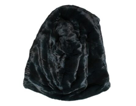 Black Weasel Fur Womens Beanie Hat - Image 5