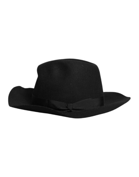 Black Wide Brim Trilby Fedora Hat - Image 3