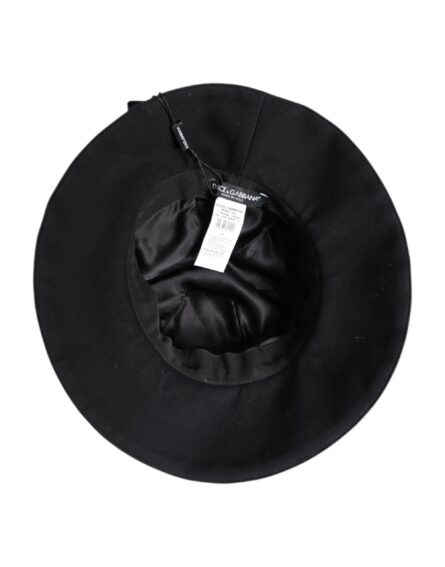 Black Cotton Wide Brim Bucket Hat - Image 7