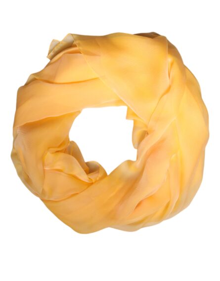 Yellow Silk Rectangle Wrap Shawl Scarf - Image 2