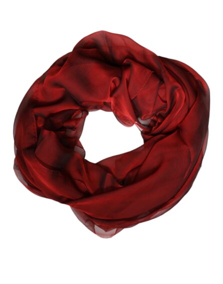 Red Silk Rectangle Women Wrap Shawl Scarf - Image 2