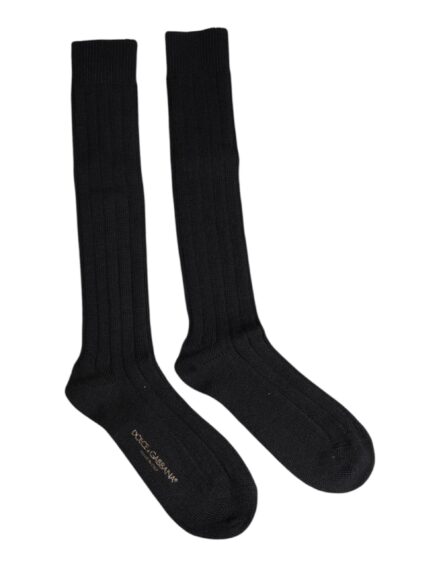 Black DG Logo Print Over The Calf Socks - Image 8