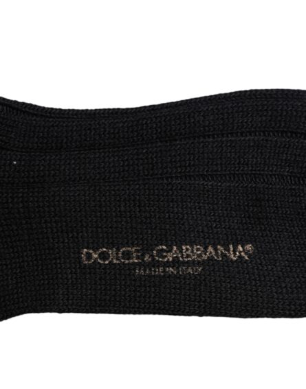Black DG Logo Print Over The Calf Socks - Image 10