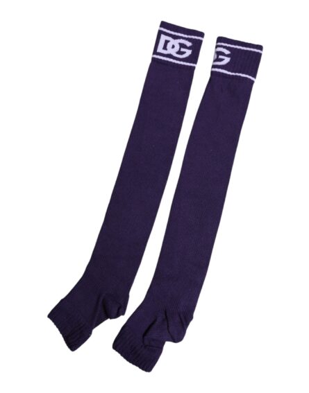 Purple Cotton DG Logo Print Open Toe Socks - Image 8
