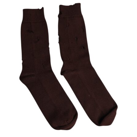 Brown Solid Cotton Stretch Mid Calf Socks - Image 3