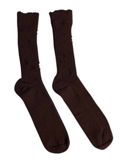 Brown Cotton Stretch Over The Calf Socks - Image 6