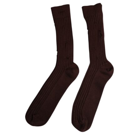 Brown Cotton Stretch Over The Calf Socks - Image 10