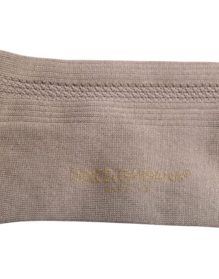 Brown Cotton Stretch Logo Over Calf Socks - Image 9