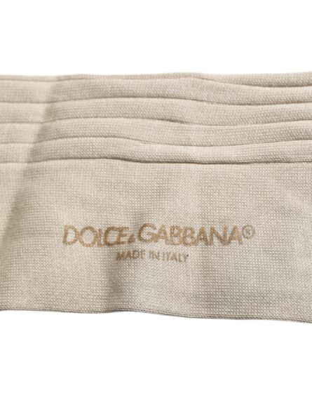 Beige Cotton Stretch Logo Mid Calf Socks - Image 9