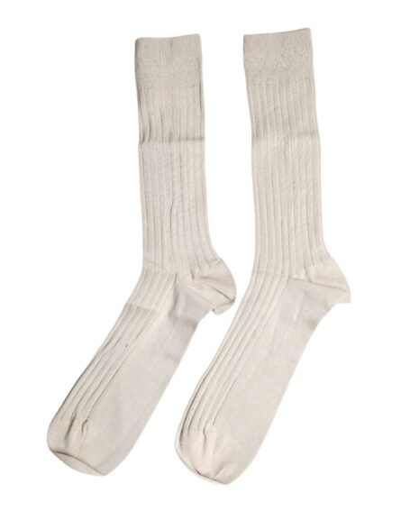 Beige Cotton Stretch Logo Mid Calf Socks - Image 10