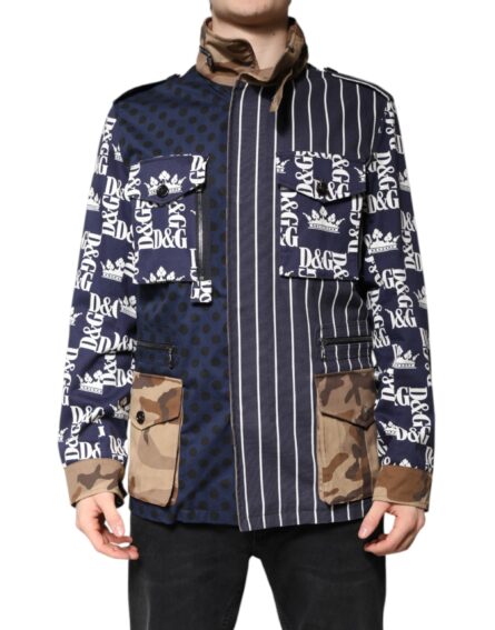 Multicolor Cotton Logo Patchwork Coat Jacket - Image 7