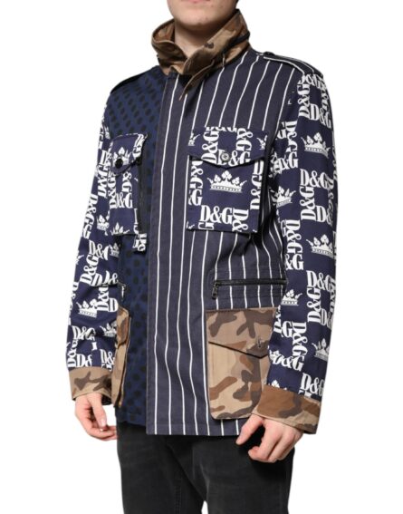 Multicolor Cotton Logo Patchwork Coat Jacket - Image 3