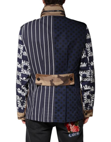 Multicolor Cotton Logo Patchwork Coat Jacket - Image 4