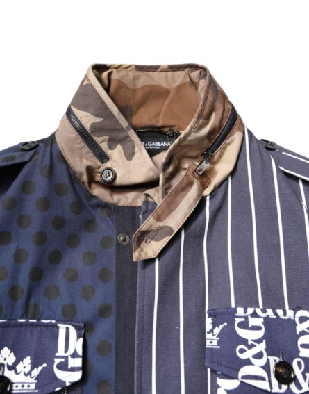 Multicolor Cotton Logo Patchwork Coat Jacket - Image 5