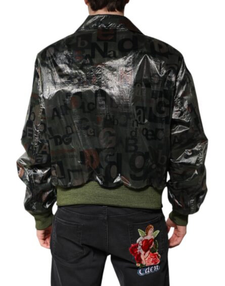 Green DG Logo Print Bomber Full Zip Jacket - Image 11