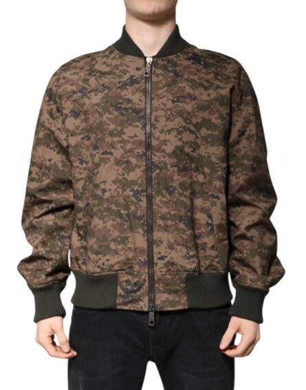Brown Camouflage Bomber Full Zip Jacket - Image 7