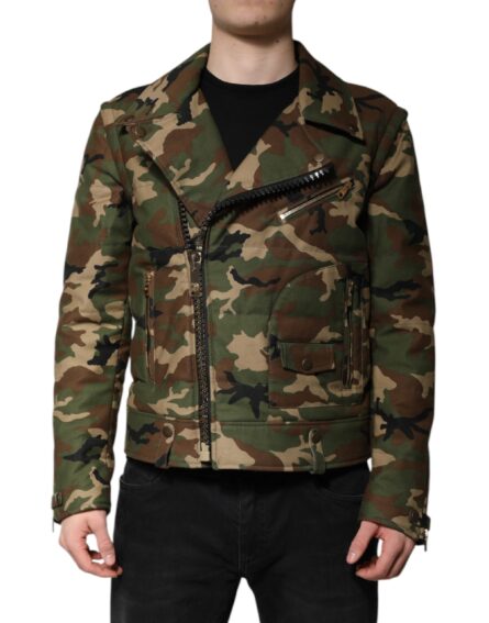 Multicolor Camouflage Nylon Biker Jacket - Image 6