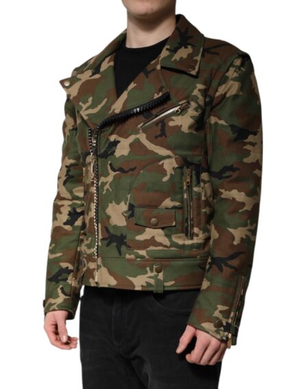Multicolor Camouflage Nylon Biker Jacket - Image 8