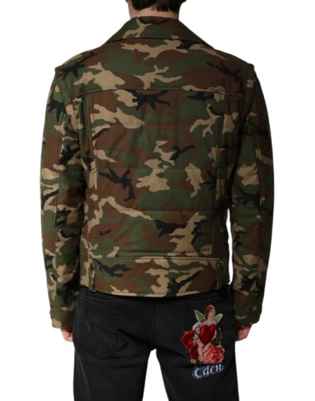 Multicolor Camouflage Nylon Biker Jacket - Image 4