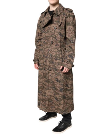 Multicolor Camouflage Double Breasted Coat Jacket - Image 3