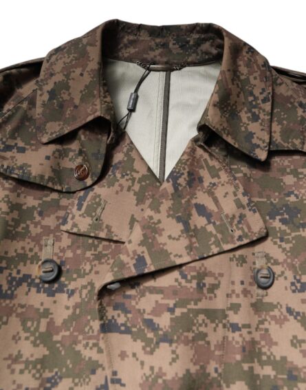 Multicolor Camouflage Double Breasted Coat Jacket - Image 5