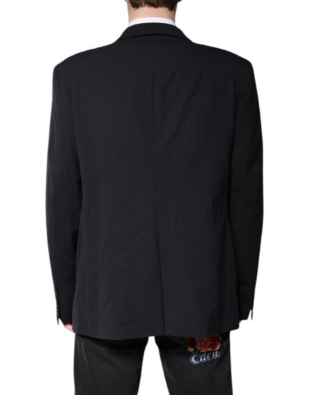 Dark Blue Wool Single Breasted Coat Blazer - Image 4