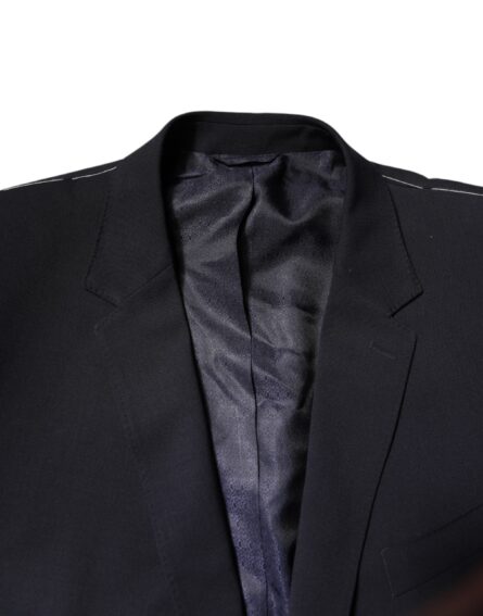Dark Blue Wool Single Breasted Coat Blazer - Image 5