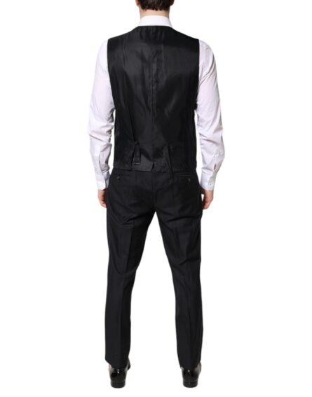 Black Double Breasted Formal 3 Piece Suit - Image 7