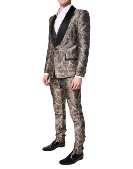 Multicolor Jacquard Single Breasted 3 Piece Suit - Image 3