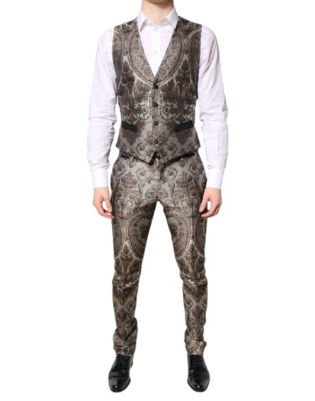 Multicolor Jacquard Single Breasted 3 Piece Suit - Image 5