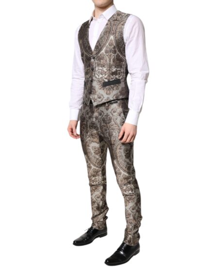 Multicolor Jacquard Single Breasted 3 Piece Suit - Image 6