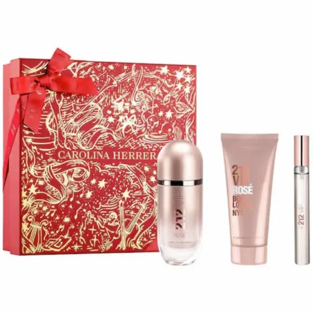 Carolina Herrera 212 Vip Rose Eau De Perfume Spray 80ml Set 3 Pieces - Image 1